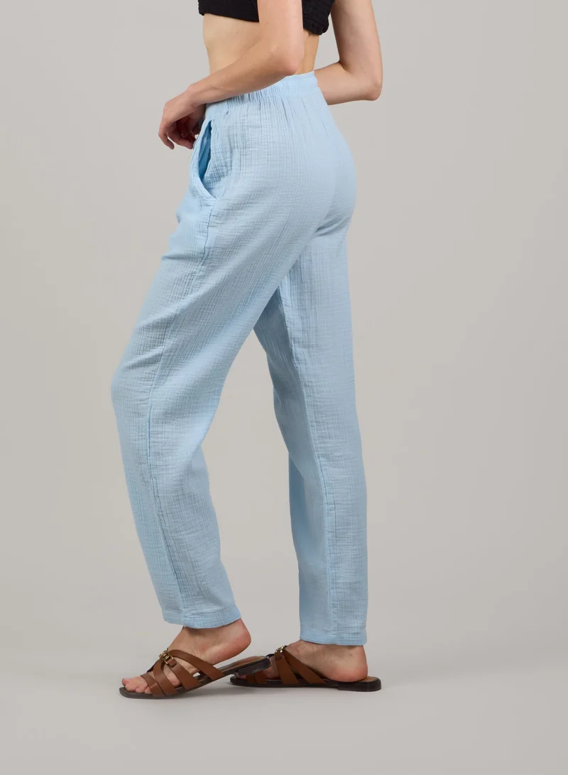 Just Nature light blue Relaxed Straight-Leg Trousers for Women | Best Price UAE